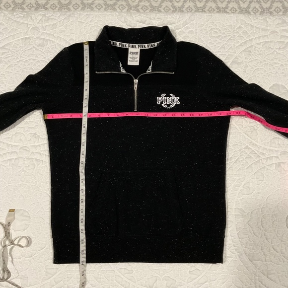 Victoria's Secret LOVE PINK 1/4 Zip Black Jacket Sweatshirt Women's Size Small - Picture 4 of 7